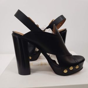 NWT CHLOE MISCHA BLACK STUDDED PLATFORM SANDALS